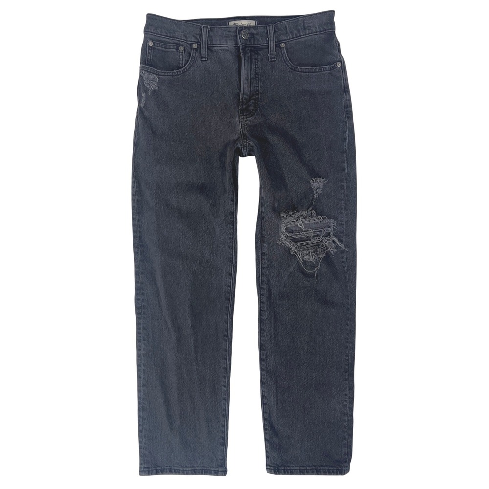 Madewell Mid Rise Perfect Vintage Straight Jean 28 6 Distressed 90s Grunge Goth